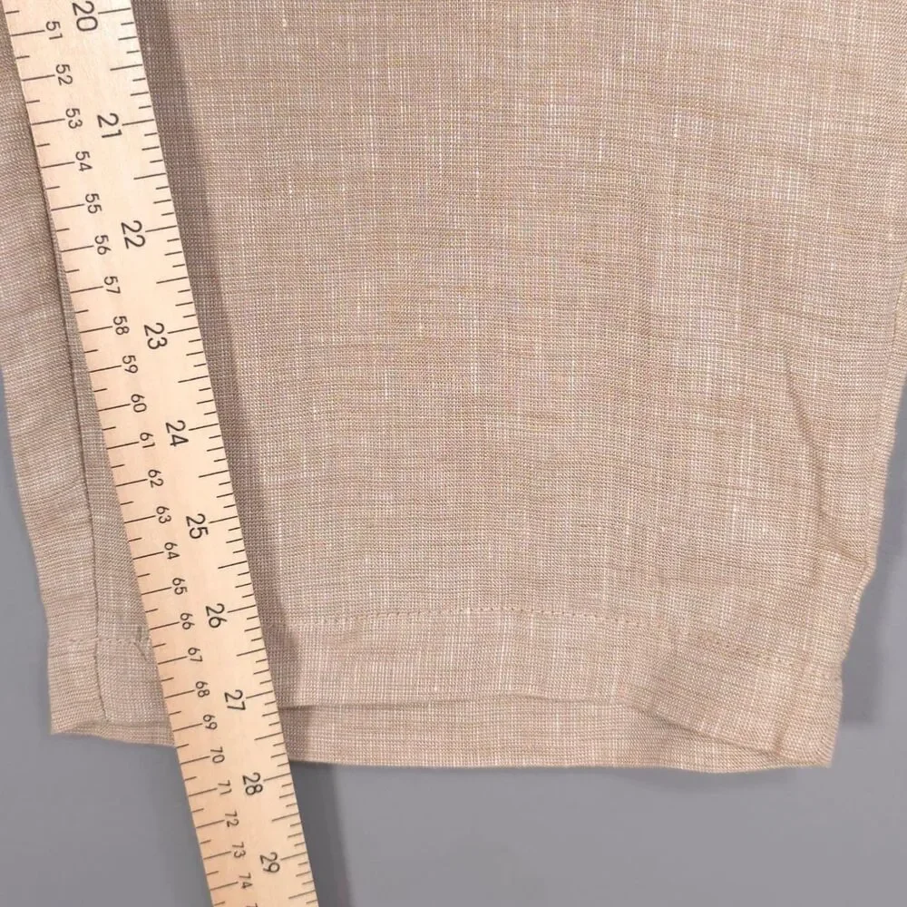 Tasso Elba‎ 100% Linen Pants Khaki 38W 30L Casual Dress Flat Front Lightweight